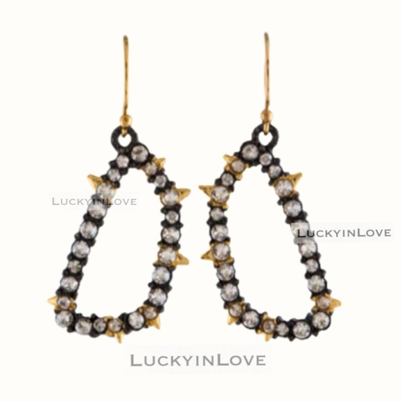 ALEXIS BITTAR • 2-Tone Gold Gunmetal Crystal Thorny Drop Earrings
